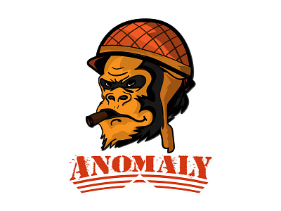 Anomaly ape cigar gorilla helmet illustration logo silverback gorilla smoking soldier vintage war