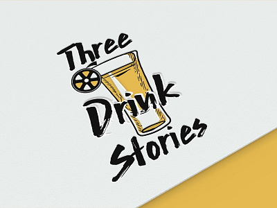 Three Drink Stories brush font drink film icon logo movie reel shot stories tequila