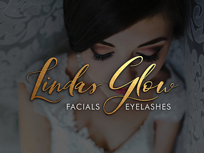 Lindas Glow Logotype beauty calligraphy eyelashes facials glow gold handlettering logotype salon signature
