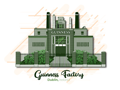 Guinness Factory, Dublin architecture beer dublin europe factory guinness illustration ireland landmark vector art