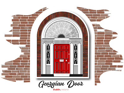 Georgian Door, Dublin architecture brick city collection door dublin georgian illustration ireland wall window