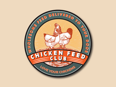 Chicken Feed Club badge chicken club farm feed logo love retro rooster vintage