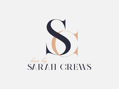 Hair by Sarah Crews beauty fashion hair salon hairdresser intertwined letters logo logotype monogram successful typography