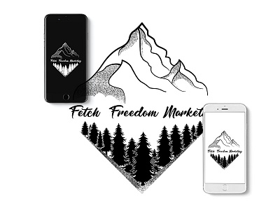 Fetch Freedom Marketing brand diamond fetch freedom logo marketing mountains nature pine trees trees wild