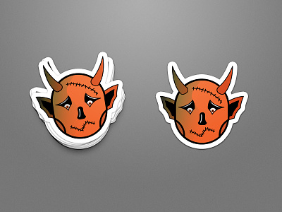 Sad Little Devil devil halloween horns illuatration stiches sticker