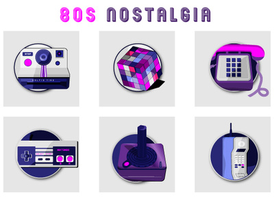 FREE 80's Nostalgia Icons 80s atari gameboy icons illustrations phone rubik vhs tape video tape
