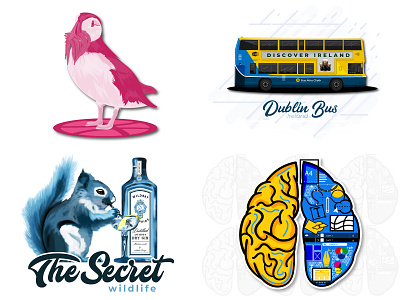 2018 brain bus cocktail designers mind gin illuatration squirrel transport vector artwork