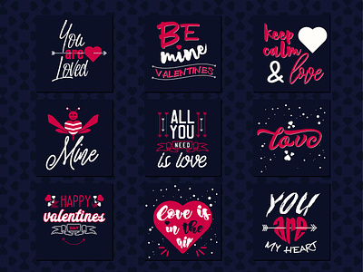 FREE DOWNLOAD Set of 9 Valentine's romantic phrases bees black calligraphy card celebration collection cute decoration design drawn elements font graphic greeting happy valentines day love day valentine day