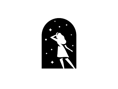 Doorway to Wonder badge doorway flat girl logo mark negative space star