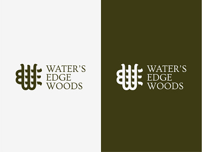 Waters Edge Woods Logo logo monogram shadows typography