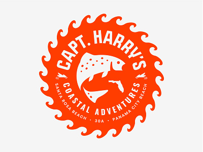 Captain Harry's Coastal Adventures Badge branding charters fish florida logo mark trout waves