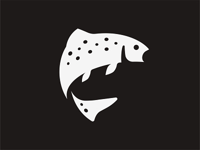 Trout Mark animal fish fishing logo mark negative space trout