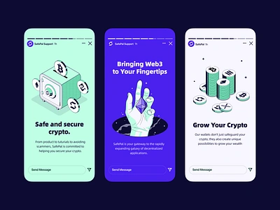 SafePal Social Media bitcoin branding crypto design figma identity illustration isometric logo mark vector