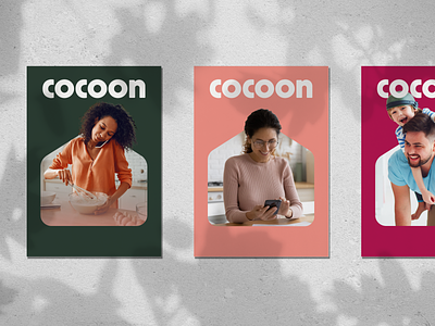 Cocoon Posters branding design figma house identity illustration logo mark posters vector warm window