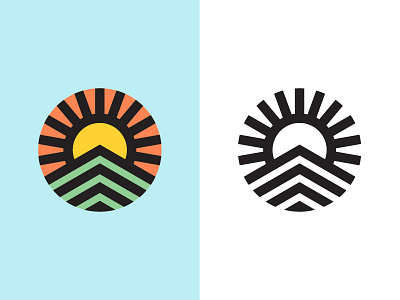 LoadUp Branding badge branding energy landscape lines logo mark sun sunrise