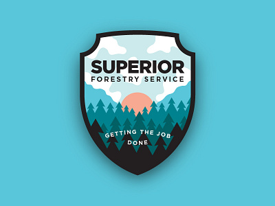 Superior Badge badge branding forestry outdoors sunrise trees