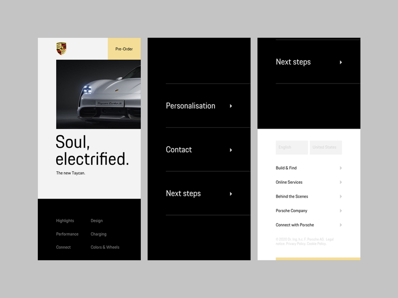 Taycan - Mobile car design digital mobile porsche product taycan ui ux web