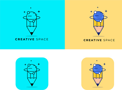 Creative Space creativelogo flatlogo gradientlogo logodesign minimallogo pencillogo spacelogo