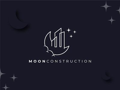 Moon Construction buildings constructionlogo creativelogo design gradientlogo home illustration logo logodesign minimallogo modernlogo moonlogo night starlogo typography ui