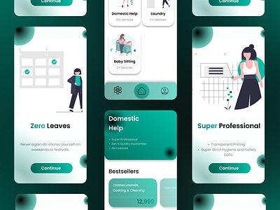 Domestic Services App UI Design app application clean concept dailyui dailyuichallenge design figma minimal mobile product design ui ux