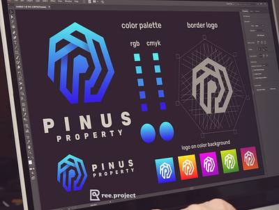 pinus property app apparel branding bull design home icon illustration logo realestate ui vector