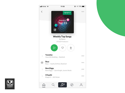 Saavn Playlist Redesign android ios music music player saavn ui ux
