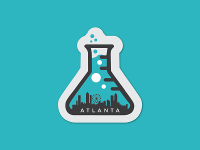 #CJLovesAtlanta agency atlanta beaker city creative juice design logo science skyline sticker