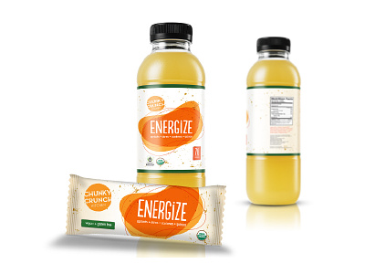 Chunky Crunch all natural bar bottle drink energize energy energy bar energy drink orange packaging packaging design