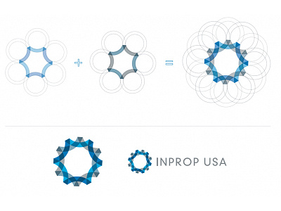 Inprop USA blue circle estate finance gray logo mark overlay process real spiral