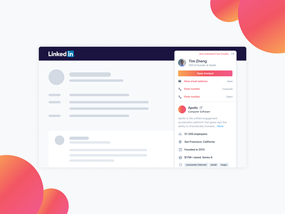 Linkedin Extension Preview add on addiction apollo company company profile crm dashboard extension highlevel hubspot illusration illustration linkedin linkedin add on linkedin extension prospecting saas salesforce wirefrime zoominfo