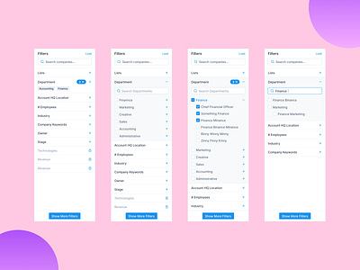 Filters badge category dashboard department departments filter filter ui filtering filters more filters saas search search filter show more sort sort by strategy subcategory subdepartment ui