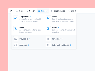 Menu tab apollo drawer dropdown dropdown menu dropdown nav dropdown navigation grid menu modal nav navigation navigation menu saas salesforce tab top bar top menu top nav top navigation ui