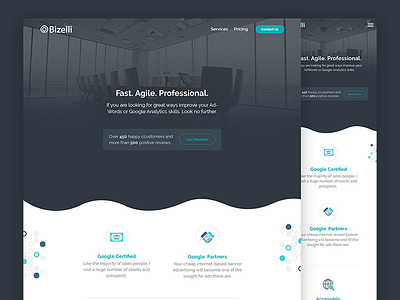 Bizelli - One Pager corporate google analytics landing page marketing one pager