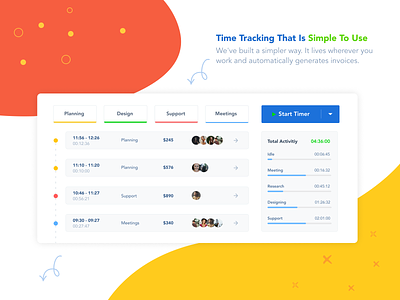 Time Tracking analytics brand identity dashboard finance finance tracking illustration landing page project managment saas time management time tracking tracker