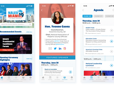 NALEO 2019 Conference App Screens branding conference political ui ux