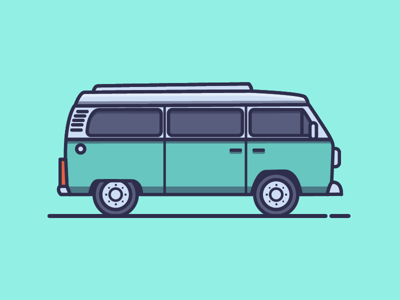 Volkswagen Combi bus car icon illustration outline summer van vector volkswagen vw