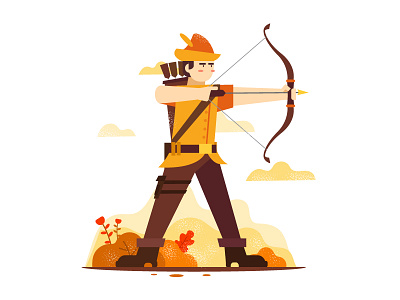 The Evening Archer archer character evening flat orange