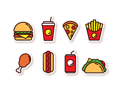 FREE Fast Food Icons burger chicken fast food frebie free fried icons pizza potato
