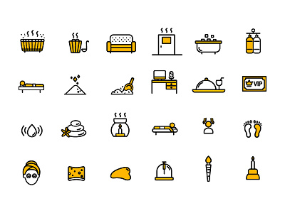 Spa Therapy Icon Set filled outline flat icons iconsets illustration spa therapy ui