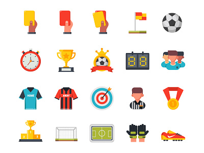 Football / Soccer Sport Icon Set character design flat football icon icons illustration logo soccer sport