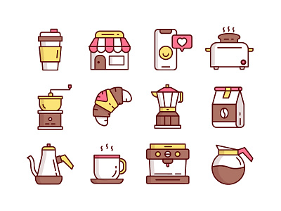 Coffee Cafe Shop Icon Set barista cafe coffee flat icon set illustration