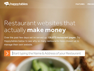 Happytables Landing Page