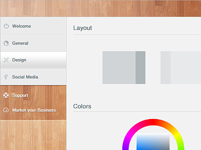 Omakase admin color picker control panel css css3 dashboard hover layout selector texture ui wood wordpress