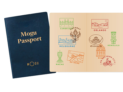 Digital Stamps for MOGU Passport city city profile graphic design icon illustration passport stamp stamps tourism travel