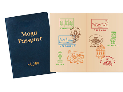 Digital Stamps for MOGU Passport city city profile graphic design icon illustration passport stamp stamps tourism travel