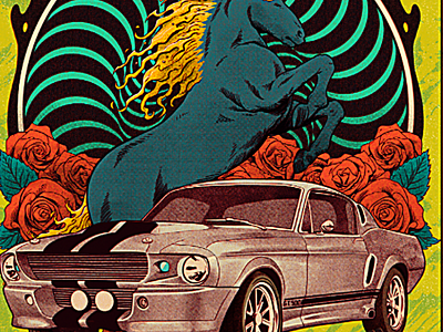 Mustang branding cars graphic design logo poster design