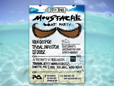 Moustache Boat Party adobe illustrator london photoshop wacom