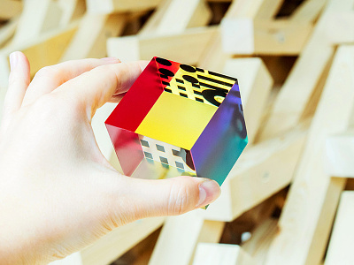 MTRL_Acrylic cube 2 acrylic cube brand co-working fab identity japan kyoto logo sticker