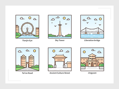 Tianjin Landmark Design/天津地标设计 branding design icon icons illustration logo shade ui ux web