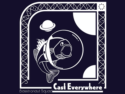 Cast Everywhere bass design fishing illustration